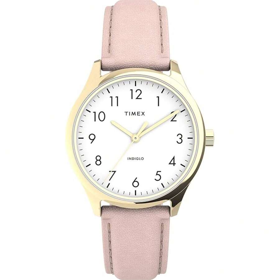 Timex TW2V25200 Women's Easy Reader Quartz Leather Strap Watch - trắng - Xem 1