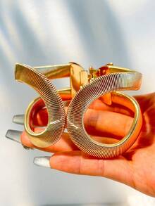 1pc Multi-Element Punk Silver Geometric Beaded Bracelet, With Elastic Stretch Design Street Hip-Hop Fashion Bangle, Women Jewelry Gift - Multicolor a - View 14