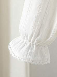 Girls' Sweet Bowknot Collar Ruffle Trim Blouse, Spring - White - View 5