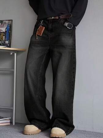 Men's Fashionable Straight Loose Casual Denim Jeans