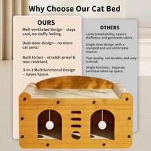 Multi-Function Cat Scratcher House – 3-In-1 Scratch Pad, Soft Bed & Play Cave With Toys, Durable Build & Ideal Holiday Gift - MD-dOOR1 - View 4