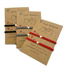 Set de 2 pulseras de pareja tejidas a mano con forma de corazón, regalo del Día de San Valentín - Rojo - Ver 1