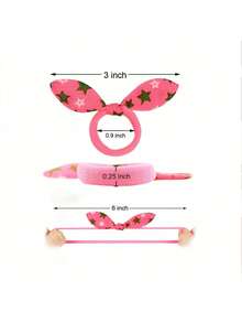 100pcs Cute Rabbit Ear Hair Scrunchies, Colorful Bow Ponytail Hair Ties For Girls - Multicolor - View 8