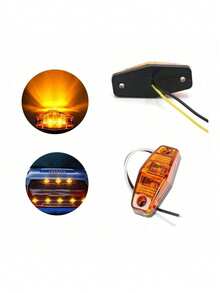 12V（10-30V宽电压）2LED卡车侧灯 - 琥珀黄，防水通用宽幅警示防尾灯
