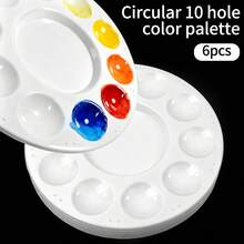 opeth 6pcs 11-Well Round Thick Plastic Palette, Injection Molded In One Piece Using New Material, Convenient For Mixing Paints And Portable - one-size - View 3