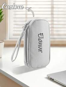 1pc Customized Travel Cable Organizer Bag, Personalized Cable And Charger Storage Pouch, Customized Electronics Travel Organizer, Tech Organizer Bag, Tech Accessories Pouch, Travel Cable Organizer, Cable Management, Electronics Storage Case - Multicolor - View 6