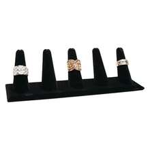 Caja negra para joyería 5 anillos Exhibidor de dedos 8x2.1x2.2 pulgadas con base cuadrada - Organizador de soporte para anillos para vender o uso personal - Soportes de exhibición para anillos - Multicolor 782 - View 1