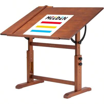 Extra-Large Wood Drafting Table: 42" X 30" Artist Drawing Desk - Height Adjustable Art Craft Table - Tilting Table For Adults Painting Reading Writing Sketching