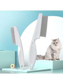 4-In-1 Pet Hair & Tear Stain Remover Brush, Pet Hair Grooming Brush, Dog & Cat Flea Comb, Flea Removal Tool, Double-Sided Massage Brush, Stainless Steel Dog & Cat Flea Comb, Effectively Trims And Gently Removes Matted Hair And Fleas, Suitable For Dogs & Cats - Multicolor - View 7