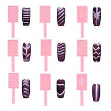 9pcs Square Cat Eye Tool Set - Multi-Functional Nail Art Tools For Nail Art