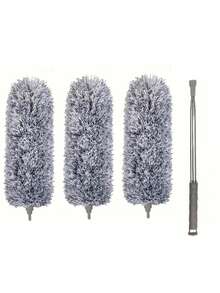 多功能可伸缩除尘掸，带可弯曲除尘头 - 可重复使用和水洗，适用于清洁高处天花板、家具和汽车