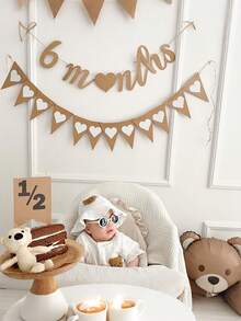 1/2个牛皮纸字母，2/1半年纪念字母，六月生日派对装饰旗，宝宝一周岁生日拍照道具，适用于迎婴派对、宝宝全天派对和新生儿欢迎派对 - 彩色 - 查看 3