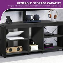 BALCONERA Corner TV Stand Cabinet With TV Bracket, LED Corner TV Unit For Up To 70 Inch TV With Mount And 5 Open Shelves - Black - View 3