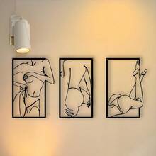 1 pieza Decoración de pared de arte de hierro, arte de línea abstracto y sexy para mujeres, adecuado para sala de estar, dormitorio, baño, pasillo, regalo de cumpleaños, regalo de fiesta - Multicolor - Ver 5