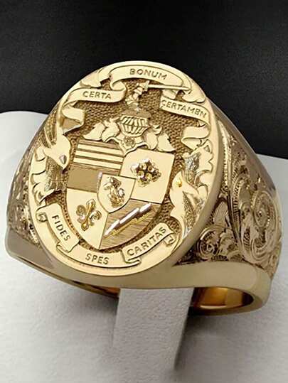 1 buc. Inel pentru bărbați, placat cu aur de 18K, totem mistic, insignă sculptată, cruce religioasă, model sculptat fin, potrivit pentru îmbrăcăminte ocazională și cadou