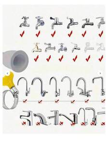 1个便携式水龙头淋浴喷头，多功能橡胶柔性淋浴喷头，安装简便，适用于浴室水槽和花园水管，可用于洗发、宠物洗澡、浴室和家庭使用，是户外淋浴的理想配件，长度：1.3米。注意：水压较高时，建议使用夹子固定。 - 彩色 - 查看 12