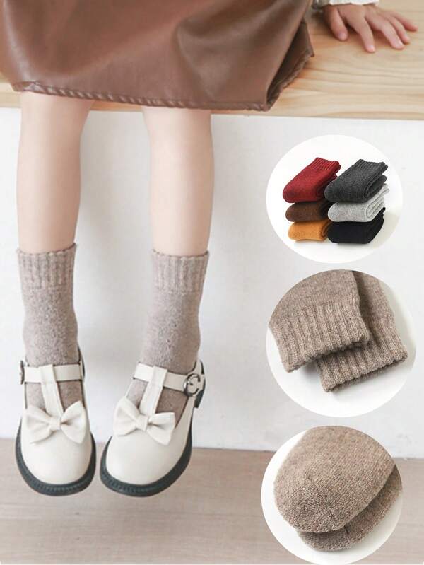 1 Pair Children's Warm Wool Blend Socks, Thick Thermal Socks For 1-16 Years Old, Autumn/Winter