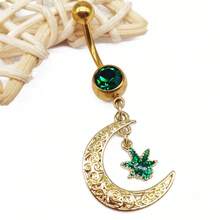 1 Piece Fashion Maple Leaf Belly Button Ring Moon Belly Button Ring Sunflower Belly Button Jewelry Belly Button Piercing Jewelry - #13 - Xem 13