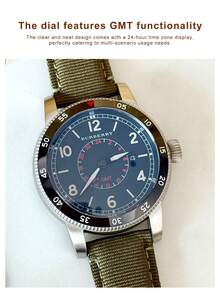 Burberry Đồng hồ nam analog Thụy Sĩ GMT Quartz màu xanh ô liu, dây đeo nylon. - màu đen - Xem 6