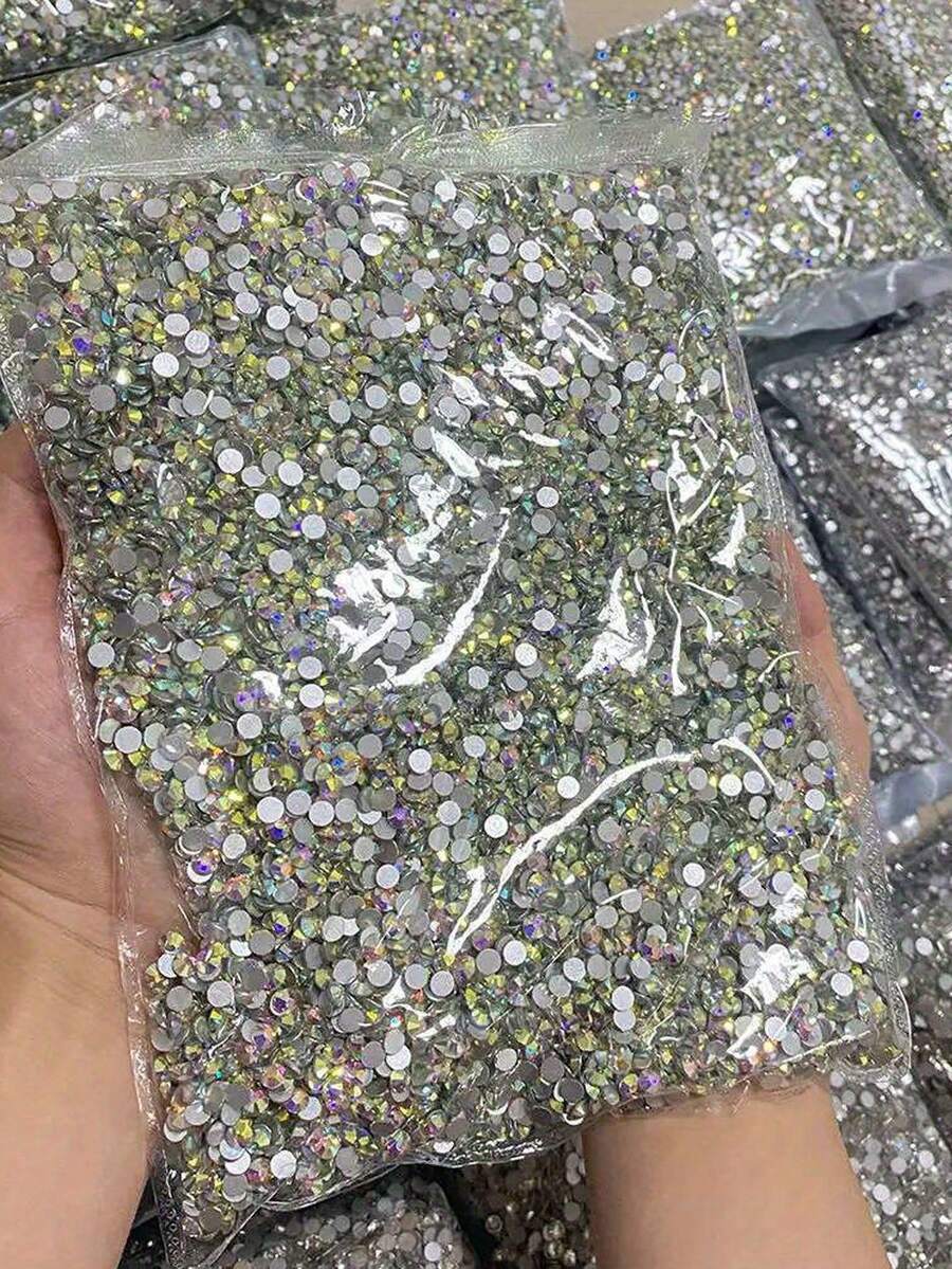 10,000pcs AB Color Flat Bottom Crystal Rhinestones, Non-Hotfix Resin Gems, Suitable For Nail Art, DIY Crafts And Jewelry Making - Multicolor - View 1