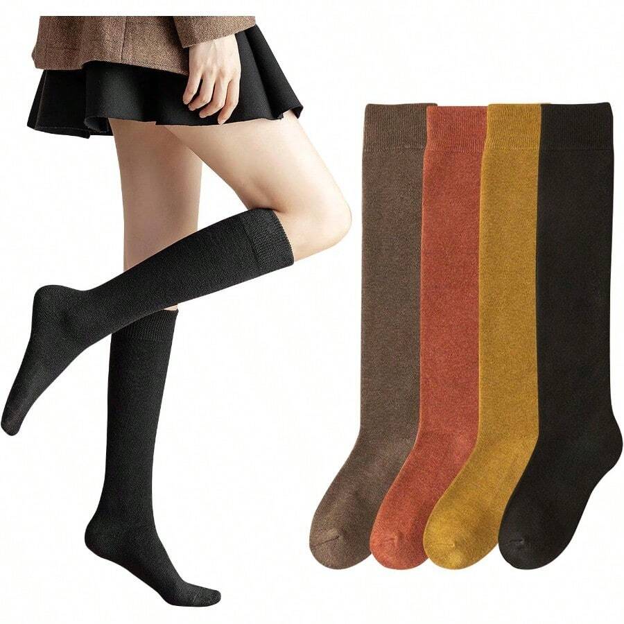 Medias Térmicas para Muer Inerno - Calcetines Largos asta la illa Felpa Gruesa Anti-Frío Idea para Botas Suaves y Cós - 4ParesA - Ver 1