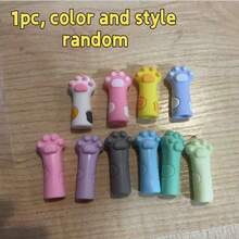 6个装毛衣针套，彩色毛衣针脚保护套，猫爪毛衣针套，缝纫工艺编织配件，也可作可爱猫爪硅胶铅笔帽、卡通笔尖保护套、柔软笔尖套、防污办公用品、便携式口袋笔夹，颜色随机