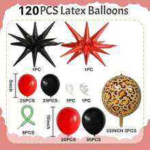 Kit de arco de guirnalda de globos rojo y negro, 118 piezas de globos de foil de estrella explosiva verde, cereza, negro y rojo, globos de mylar con estampado de guepardo 4D para decoraciones de fiesta de cumpleaños, bautizo o despedida de soltera con tema de bayas - Multicolor - Ver 3