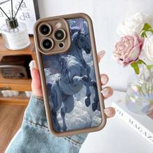 Cubierta de telefono con borde protector color gris oscuro diseño de caballo alado en el cielo para uso diario y estilo urbano - Burdeos - Ver 5