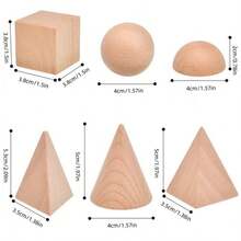 儿童木制几何形状益智玩具套装，立体形状学习玩具，适合作为男孩女孩的生日、学前、圣诞节礼物 - 彩色 - 查看 3