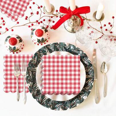 1 Pack (50pcs/100pcs) Red Striped Party Napkins, 3-Ply Soft & Unscented, Folded 5x5 Inches, Unfolded 10x10 Inches, Suitable For Weddings, New Year, Birthdays And Other Parties, Bulk Packaging