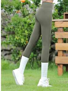 CAMEL CROWN Legging Yoga Wanita, Celana Lari/Olahraga Bernapas Pinggang Tinggi Musim Semi/Panas untuk Mengangkat Bokong - Hijau pinus laut - View 7