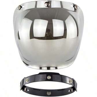 Replacmenet Retro Bubble Visor Sunshield +Black Bracket,Retro Motorcycle Bubble Visor Universal For Standard 3-Snap Open Face Helmets