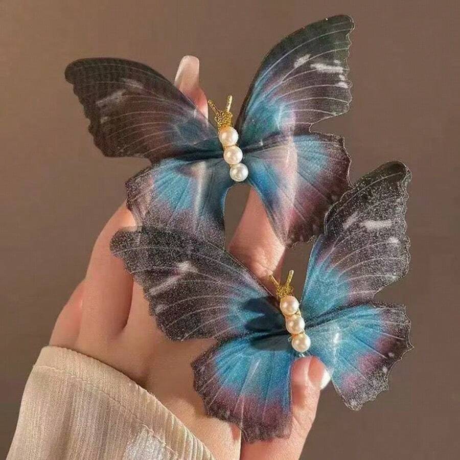Hair Clips - Blue Bow Hair Clip - View 1