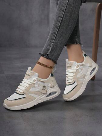 Zapatillas casuales acolchadas, ligeras y amortiguadoras de golpes, de diseño sencillo, con puntera redonda, cordones, transpirables, adecuadas para correr, campus y todas las estaciones, unisex