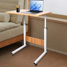 Tavolo da computer con ruote - Colore legno bianco e naturale - Visualizzare 8
