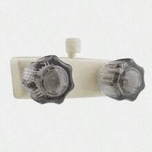 Dura Faucet DF-SA100S-BQ RV Motorhome Trailer Shower Faucet Valve Diverter with Smoked Acrylic Knobs Bisque Parchment - como en la foto - Ver 1