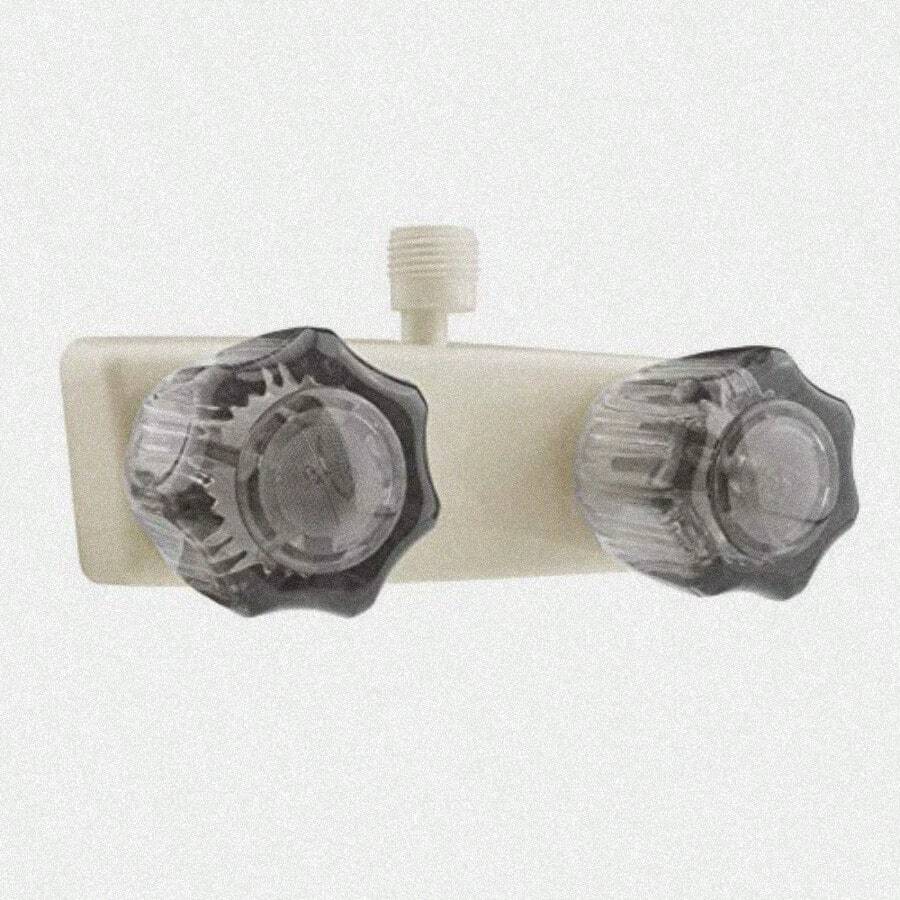Dura Faucet DF-SA100S-BQ RV Motorhome Trailer Shower Faucet Valve Diverter with Smoked Acrylic Knobs Bisque Parchment - como en la foto - Ver 1