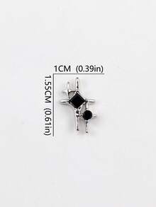 10 Pieces Of Nail Art Nail Accessories, Three-Dimensional Fairy Sweet And Cool Style, Connected With Stars, Inlaid With Hearts, Diamonds, Planets, Nail Charm, DIY Nail Products - Black - View 4