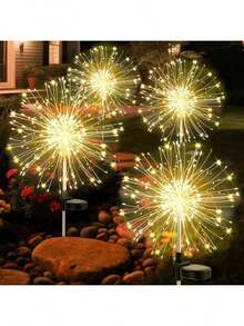 2/4 Packaging Outdoor Solar Fireworks Light - DIY Decoration, Used For Routes, Gardens, Courtyards, Parties, Weddings, Festivals, Christmas Decorations, Solar Flooring, Lawn Lights, Halloween Decorative Lights Solar Firework Light - Warm White - View 14
