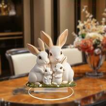 Transboundary Cartoon Rabbit Family Of 4 Warm Easter Desktop Decor, Living Room Bedroom Atmosphere Decoration Gift - Multicolor - View 5