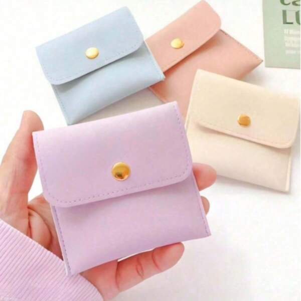 1pc/20pcs Faux Leather Jewelry Pouches With Snap Closure - Luxury Gift Bags For Earrings, Necklaces, Bracelets And Rings - Perfect For Storage And Accessories, Square Snap Closure Velvet Bags, Velvet Jewelry Pouches, Fabric Gift Bags, Candy Gift Necklace Bracelet Wrap Jewelry Pouch, Valentine's Day Gift