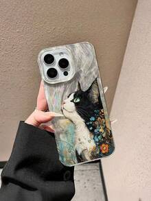 彩绘猫咪渐变色PC+TPU防震手机壳，兼容 17 Pro/17 Air/17/17 Pro Max/16/11/16 Pro/16 Plus/16 Pro Max/16 e/15 Pro Max/13/14/12/XS/XR/7G/8P，兼容三星Galaxy S25/S25 Plus/S25 Ultra/A16/A36/A26/A56/A50/A12 - 彩色 - 查看 1