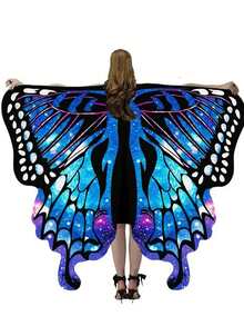 1pc Women's Carnival Lively Butterfly Wing Cape - Colorful Polyester Fairy Cloak Without Feathers, Perfect For Halloween Costume Parties - Multicolor - View 12