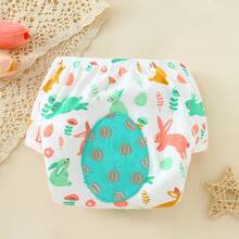 Conjunto de 3/4 fraldas de pano reutilizáveis à prova de vazamentos + calça de treinamento bordada, macias, respiráveis e absorventes, ótimo presente para bebês. - Multicolorido - Ver 8