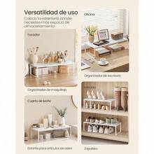 SONGMICS Especiero Extensible Organizador de Cocina Estante de Cocina Organizador de Armario Metal Encimera Blanco Mate MKCS007W01 - Blanco Mate+Set de 1 - Ver 6