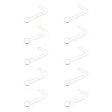 CIZME 20G 22G Transparent L-Shaped Nose Studs, Bioplastic Piercing Retainers, Suitable For School & Work, Discreet - Clear - View 2