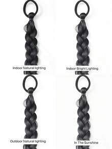 2条装儿童马尾辫 时尚百搭 蓬松复古鱼骨辫接发 弹性发圈 - 彩色 - 查看 7