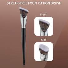 1pc Angled Foundation Brush, Dual-Ended Makeup Brush For Powder, Cream, Liquid Foundation, Contouring, Face Mask, Smooth Seamless Makeup Application, Beginner-Friendly Beauty Tool,Giveaways - Multicolor - View 10