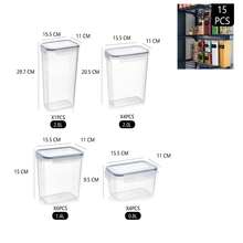 Multi-Piece Set Airtight Plastic Sealed Storage Jars, Visible Anti-Moisture Anti-Leakage Kitchen Dry Goods Food Storage Containers, Large Capacity Oatmeal Nuts Pasta Organizing Jars With Labels - Transparent - View 10