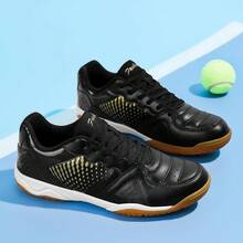 1 Pair Men's Solid Color Contrast Lace-Up Tennis/Racket Sports Shoes, Lightweight Breathable Non-Slip Supportive For Outdoor Gym Wear, All Season